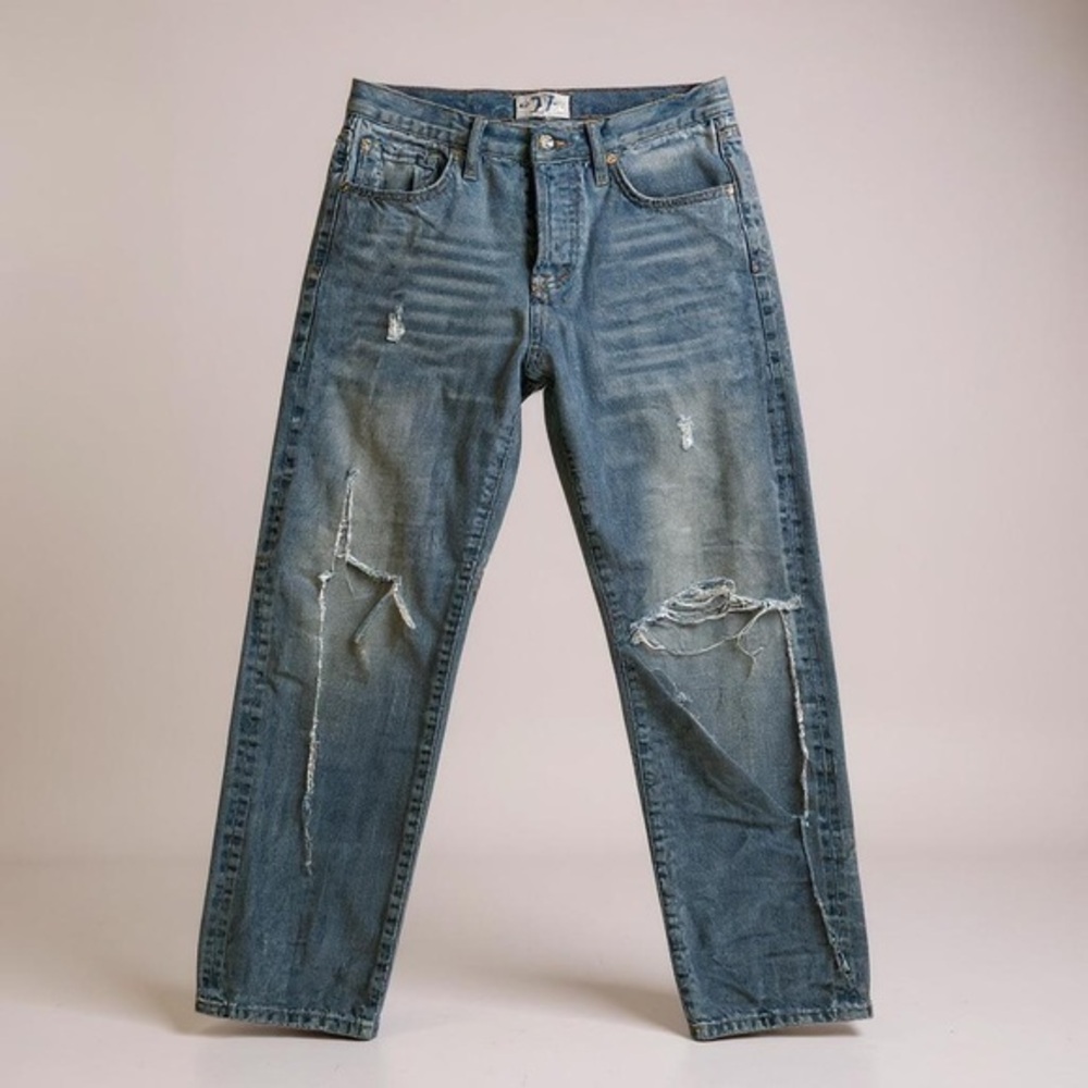 We The Free High Riss Distressed Wide Straight Jeans
